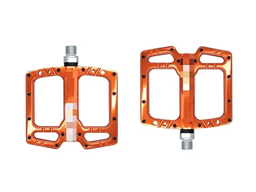 Pédales VTT : ZHANGJIN LINGJ Shop Joint de pédale de vélo de Montagne Ultra-léger 3 Pieds Plats antidérapants Creux polis MTB Pédales de vélo pièces d'équipement (Color : Orange)
