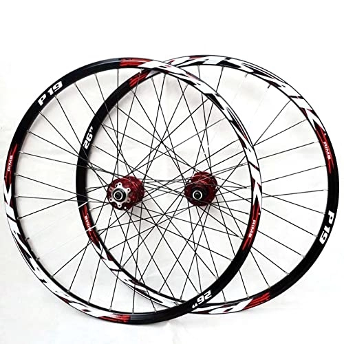 Roues VTT : 26 / 27.5 / 29 "paire de roues de vélo de montagne, 7-11 vitesses moyeu de cassette de frein à disque ensemble de roues de vélo de montagne disque de roue de route de VTT, pièce de vélo(Color:Red, Siz