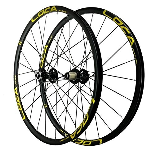 Roues VTT : 26 / 27, 5 Pouces Ensemble Roues Vélo, Alliage D'aluminium Roue À Dégagement Rapide Roue de Frein À Disque Roue de Vélo Montagne (Color : Yellow, Size : 27.5inch)