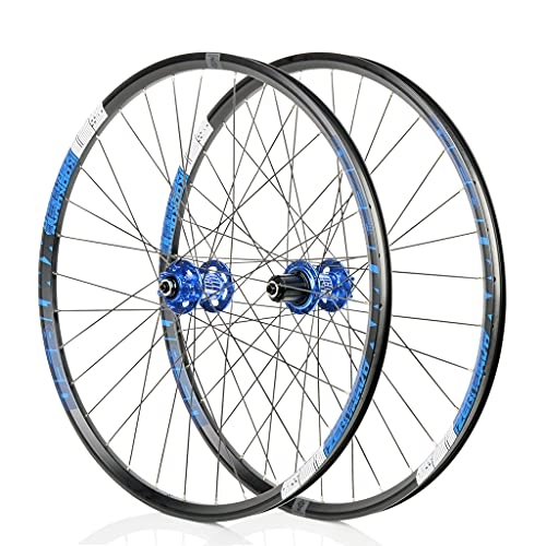 Roues VTT : Bike Wheelset, 26 / 27.5.5 Pouces Vélo de Montagne Mountain Frein Ultralight Alliage MTB Rim Remise Rapide 32 Trous 8 / 9 / 10 / 11 Vitesse, E-27.5inch