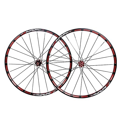 Roues VTT : BYCDD Vélo de 26 Pouces Roue de Montagne Roue de Montagne Roues de vélo Thru Essieu Avant Roue arrière Roue de roulement de Roue de roulement de Disque 7-11 Vitesse Cassette, Red_26 inch