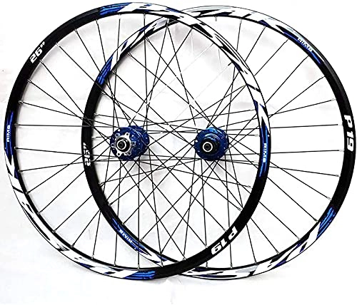 Roues VTT : HXJZJ Jeu de Roues VTT 26 / 27, Paire de Roues VTT 5 / 29 Pouces Double Paroi en Alliage D'aluminium Paire de Roues de Vélo Frein à Disque à Dégagement Rapide 32H, Blue-26in