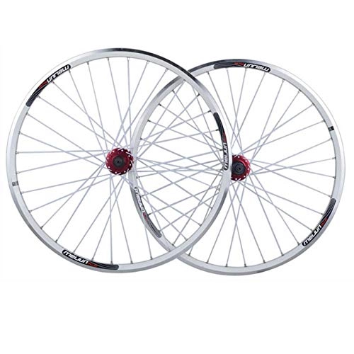 Roues VTT : HYLK Paire de Roues de vélo 26, Roues de vélo, Jante de VTT à doubleparoi à dégagement Rapide V / Frein à Disque Roue de vélo de Montagne 32 Trous 7 8 9 10 11 Vitesses (Blanc)