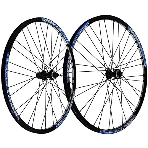 Roues VTT : HYLK Paire de Roues de vélo de 27, 5pouces Ensemble de Roues de vélo Frein à Disque Moyeu de Verrouillage Central à dégagement Rapide Jante de VTT à doubleparoi Avant arrièrepour 7, 8, 9 Vitesses (Bleu)