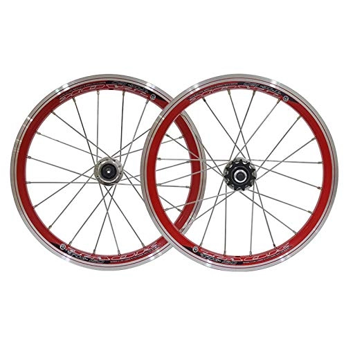 Roues VTT : HYLK Paire de Roues de vélo de Montagne de 16pouces Roues de vélo VTT Jante en Alliage à doubleparoi moyeu de Cassette Vbrake dégagement Rapide Avant arrière 11 Vitesses (Rouge)