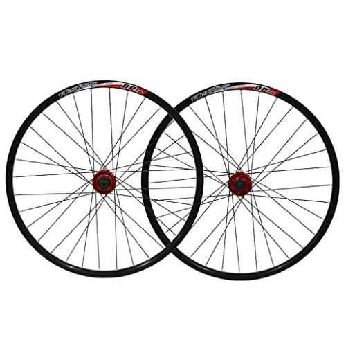 Roues VTT : LDDLDG Vélo De Montagne Wheelset 26"vélo De Bicyclette VTT Brein à Disque Roues à Dégagement Rapide 32h Carbon Hub pour 7 / 8 / 9 / 10 Vitesse(Color:Noir+Rouge)