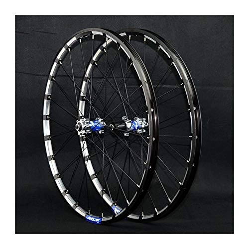 Roues VTT : LICHUXIN VTT Avant & Arrière Roue 7 / 8 / 9 / 10 / 11 / 12 Vitesse Roue Libre Cassette Paire De Roues Aluminium Paroi Double Frein À Disque Libération Rapide 24trous (Color : Blue, Size : 26in)