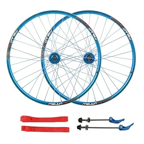 Roues VTT : LJP 26 Pouces, 27, 5 Pouces Roue De Vélo Roue De Vélo De Montagne Roue De Frein Définir Rapide Libération Palin Palier 7, 8, 9, 10 Vitesse Cassette Type (Color : Blue, Size : 26inch)