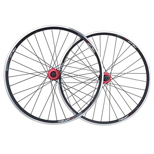 Roues VTT : LJP Paire de Roues de vélo de 26 Pouces, Jante à Double paroi for Jante VTT à dégagement Rapide V-Brake Hybrid / Mountain Bike Trou Trou 7 8 9 10 Vitesse (Color : Black)