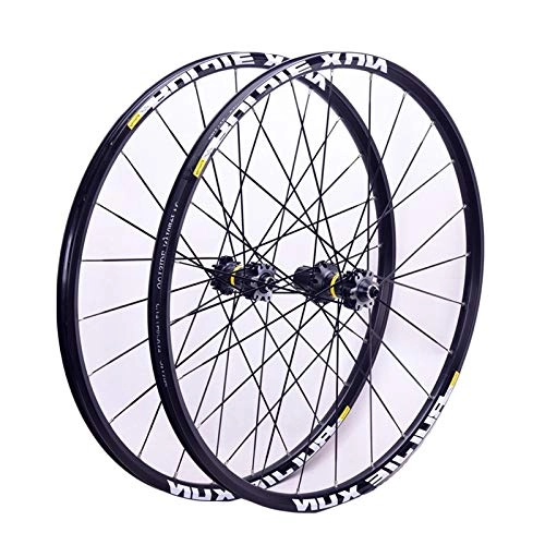 Roues VTT : LJP VTT Vélo 26 Wheelset 27, 5 29 Pouces en Alliage 8-11speed vélo 4 Palin Roulement QR Fibre Carbone Cassette Hub Frein à Disque (Color : Black, Size : 26inch)