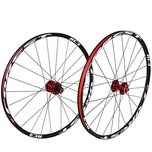 Roues VTT : LLLKKK Lot de 2 roues de vélo 26" 27, 5" VTT avant et arrière double paroi Jante en alliage 7 palins à dégagement rapide 8-11 vitesses Frein à disque 24H