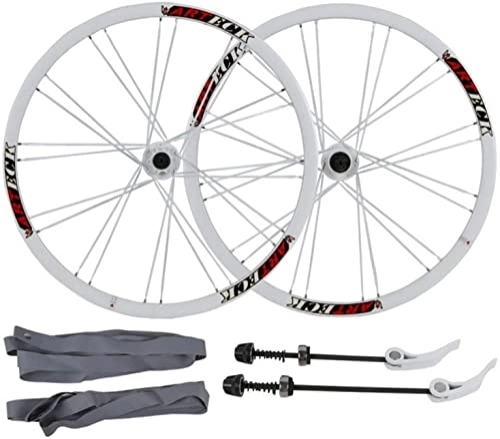 Roues VTT : Lot de roues de vélo de 66 cm, rayons plats en alliage d'aluminium, 24 trous, frein à disque, libération rapide, roues de vélo de montagne 7 / 8 / 9 / 10 vitesses