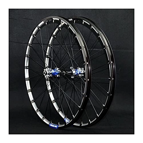 Roues VTT : Mise à niveau de la jante de vélo VTT roues 26 / 27, 5 pouces axe traversant VTT avant + roue arrière frein à disque double paroi 7 / 8 / 9 / 10 / 11 / 12 vitesses 24 trous essieux à dégagement rapide accessoire d