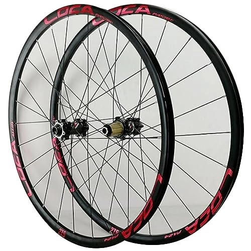 Roues VTT : MYKINY 26 / 27, 5 / 29 Pouces À Travers L'essieu Boost VTT Roues, 24 Rayons Double Paroi en Alliage D'aluminium Jeu Roues for 8 / 9 / 10 / 11 / 12 Vitesses Cassette Wheels (Color : Red, Size : 26inch)