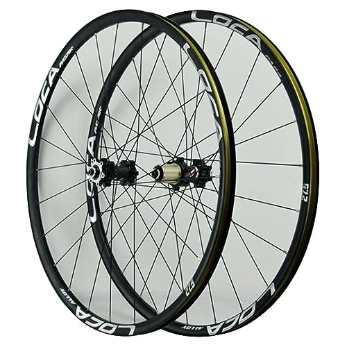 Roues VTT : MYKINY Paire de Roues Frein À Disque Vélo de Montagne, 26" 27, 5" 29" Jeu De Roues VTT À Dégagement Rapide Jante Vélo 24H Moyeu for Cassette 8 / 9 / 10 / 11 / 12 Vitesses Wheels (Color : Black Silver, Size :