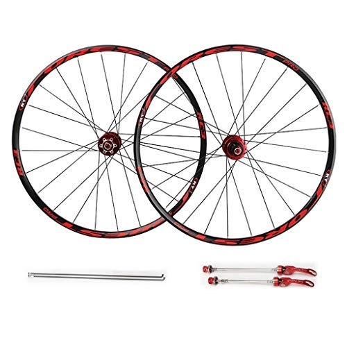 Roues VTT : MZPWJD Roues de vélo de montagne 66 cm 69, 8 cm avec jante à double paroi et frein à disque 7, 8, 9, 10, 11 vitesses - Moyeu à roulements scellés (couleur : rouge, taille : 66 cm)