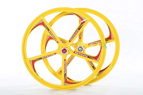 Roues VTT : no brand 2 Roulements 7 / 8 / 9 / 10 Roues Libres 5 Trous Roues for 21 / 24 / 27 / 30 Vitesse 24er VTT Roues 3 (Color : Yellow hubs typs 1)