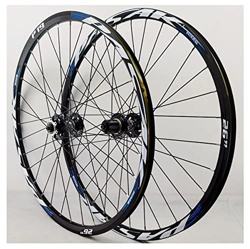 Roues VTT : Paire de Roues de vélo de Montagne 26 / 27, 5 / 29 Pouces VTT Jante à Double paroi Frein à Disque Roues à dégagement Rapide Support de moyeu 24H 8-12 Vitesses (Couleur : Or, Taille : 27, 5 Pouces) (BL