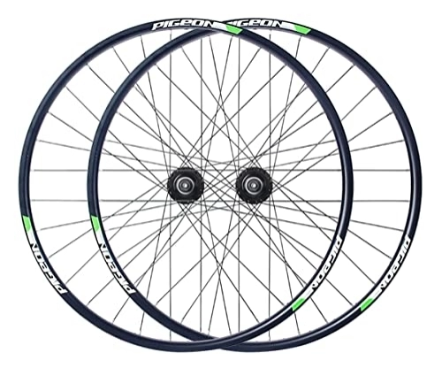 Roues VTT : Paire de roues de vélo de montagne 27, 5 '' Jante Frein à disque Roues VTT à dégagement rapide Roues avant arrière Roue de vélo Moyeu 32H pour volant d'inertie rotatif 7 / 8 vitesses 2800g (Color : Gree