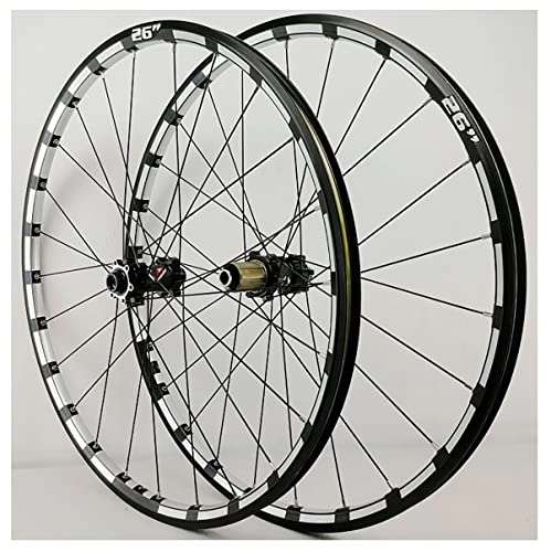 Roues VTT : PHOCCO Paire De Roues pour Vélo De Montagne 26 / 27.5'' 29 inch VTT Frein À Disque Axe Traversant Roues Rayons Droits Jante 24H Moyeu pour Cassette 7-12 Vitesses (Color : Black, Size : 29in)