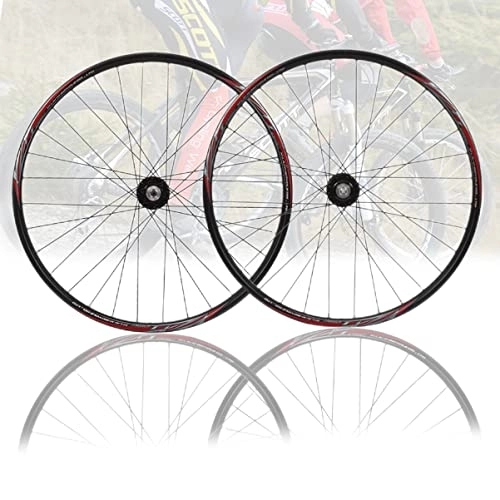 Roues VTT : PHOCCO Roues De Vélo De Montagne 26" Frein À Disque Blocage Rapide Bicyclette Ensemble De Roues Alliage D'aluminium Jante Convient Aux Cassettes 7 / 8 / 9 / 10 Vitesses (Color : Black, Size : 26inch)