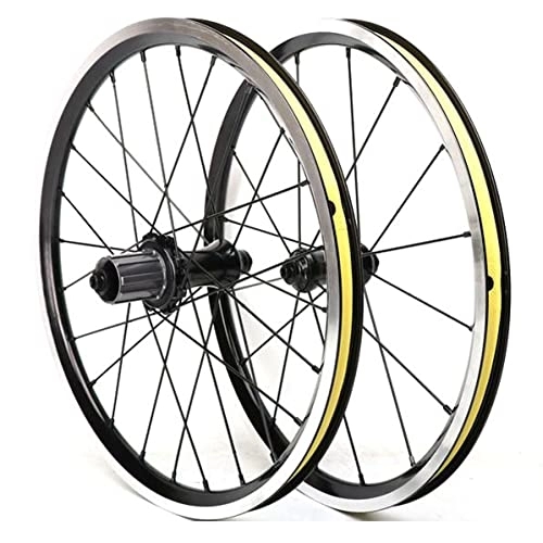 Roues VTT : QERFSD 16" 349 VTT Roues V Frein Vélo Jante BMX Vélo Roues À Dégagement Rapide Moyeu 16 / 24H pour Cassette 7 / 8 / 9 / 10 / 11 Vitesses (Size : 16 inch)