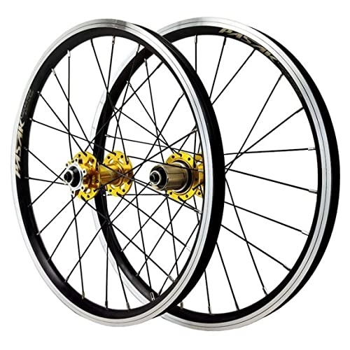 Roues VTT : QERFSD 20 Pouces Paire Roues Vélo Montagne 406 Alliage D'aluminium Six Ongles Jante De Frein À Disque V Carte De Frein 7 8 9 10 11 12 Vitesse Six Griffes 24 Trous (Color : Gold)