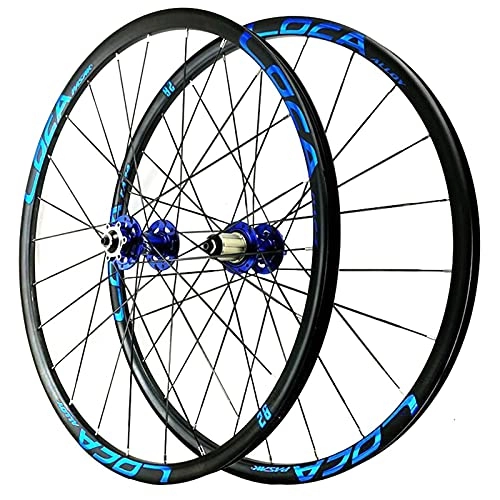 Roues VTT : QERFSD 26 / 27.5 Pouces Vélo de Montagne Vélo de VTT Double Wall Rims Frein à Disque MTB 6 Pawns 8-12 Vitesse Cassette 24H Libération Rapide Roues à vélo arrière Avant (Color : Blue, Size : 26in)