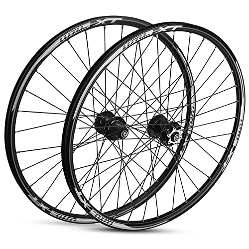 Roues VTT : QERFSD Paire De Roues De Vélo De Montagne 26 Pouces Alliage Double Paroi Jante De Vélo Frein À Disque Hub De Libération Rapide Pneus 32H Cassette 7-11 Vitesses