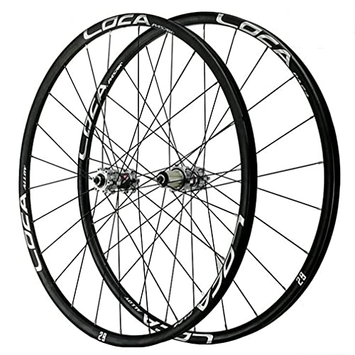 Roues VTT : QHYRZE 26 / 27.5 / 29 Pouces VTT De Roues Frein À Disque Set De Roue De Vélo 24 Trous Jante Dégagement Rapide Moyeu 7 8 9 10 11 12 Vitesses Cassette 1680g (Color : Silver, Size : 29'')