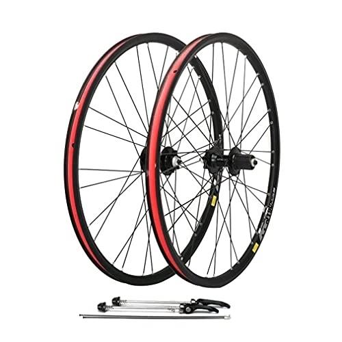 Roues VTT : QHYRZE VTT Paire De Roues 26 / 27.5 / 29 Pouces Frein À Disque Vélo De Jante Libération Rapide Roues 28 Trous Moyeu pour 7 8 9 10 Vitesse Cassette 1875g (Size : Black 26'')