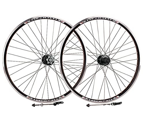 Roues VTT : QHYRZE VTT Paire De Roues 26 29 Pouces Vélo De Jante Frein À Disque / V Libération Rapide Roues 32H Moyeu pour 7 8 9 10 Vitesse Cassette (Color : Black, Size : 26'')