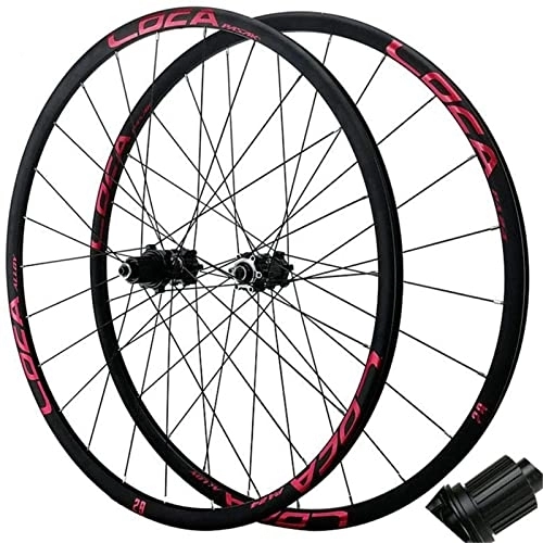 Roues VTT : QUALITY MERCHANT Ensemble de roues de vélo de montagne 26 / 27, 5" à double paroi en alliage avec moyeu à cassette 24 trous et frein à disque 7-12 vitesses (B, 27, 5)