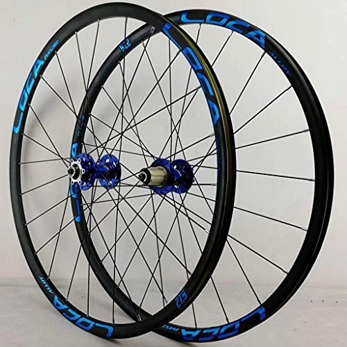 Roues VTT : R35 Mountain Bike Quick Release 26"Jeu de Roues / 27.5" / 29" 24 Trous 4 Roulement Frein à Disque 7-12 Speed ​​Six Griffes Tour de Base Bleu Tambour + Bleu Marque (A Paire de Roues)