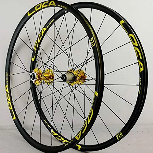 Roues VTT : R35 Mountain Bike Quick Release 26"Jeu de Roues / 27.5" / 29" 24 Trous 4 Roulement Frein à Disque 7-12 Speed ​​Six Griffes Tour de Base d'or + Tambour d'or Marque (A Paire de Roues)