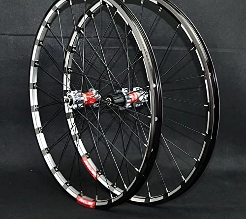 Roues VTT : Rayblow Paire de Roues de vélo de Montagne 26 27, 5 Pouces 15 mm / 12 mm à Travers Le moyeu d'axe, XC VTT Avant / arrière Roue Double paroi Jante Frein à Disque (Color : Red hub, Size : 26 inch), 26