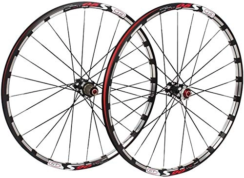 Roues VTT : Roue de vélo 26 Paire de roues de vélo de 27, 5 pouces Fraisage de VTT Trilatéral Double paroi Jante en alliage Moyeu de carbone Frein à disque QR Avant et arrière 7-11 vitesses Roues avant et arrière