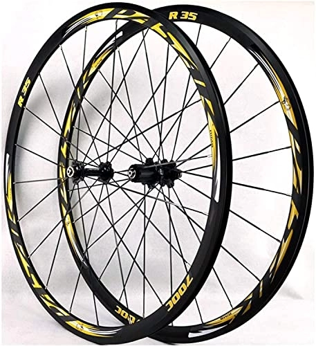 Roues VTT : Roues de vélo de montagne, roues avant et arrière, paire de roues de vélo de route 700c 30 mm en aluminium à double paroi 11 vitesses frein C / V à dégagement rapide avant 100 mm arrière 130 mm roue de