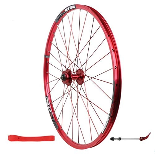 Roues VTT : Roues de vélo Wheels 26" VTT Roue Avant en Alliage d'aluminium de Frein à Disque, 32H (Color : Red)