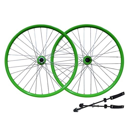 Roues VTT : Roues de vélo Wheels VTT 26 Pouces Jeu de Roues vélo Rapide en Alliage d'aluminium Hub de Presse Double Rim Frein à Disque (Color : Green)