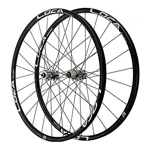 Roues VTT : RUJIXU Roues de VTT 26 / 27, 5 / 29", jantes avant et arrière en alliage d'aluminium, freins à disque QR pour cassette 8-12 vitesses, 1705 g (couleur : moyeu argenté, taille : 73, 7 cm)