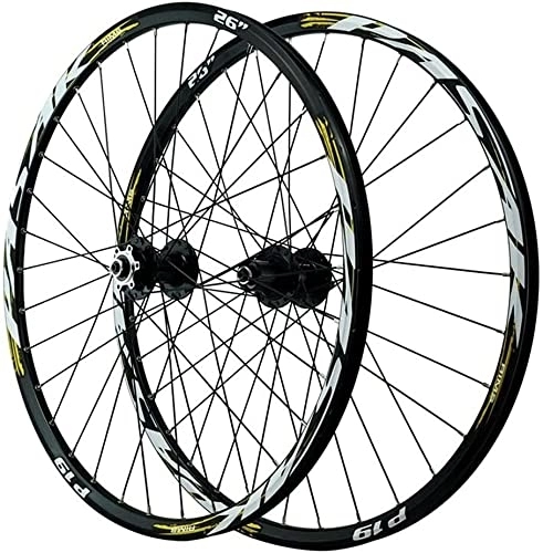 Roues VTT : UPVPTK 26 / 27.5 / 29Inset de vélo, Roues de Montagne Hybrides Double Mur de Mur Frein Ultralight Livraison Rapide Rim 32H 7 / 8 / 9 / 10 / 11 / 12Speed Wheels (Color : Gold, Size : 27.5INCH)