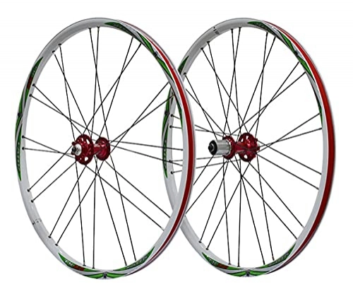 Roues VTT : WJYCGFKJ Jeu de Roues de Frein à Disque de vélo de Montagne 26" Jante VTT QR Jeu de Roues de vélo à dégagement Rapide moyeu 24 / 28H pour Cassette 7 8 9 10 Vitesses 2036g (Color : Green A, Size : 26'')