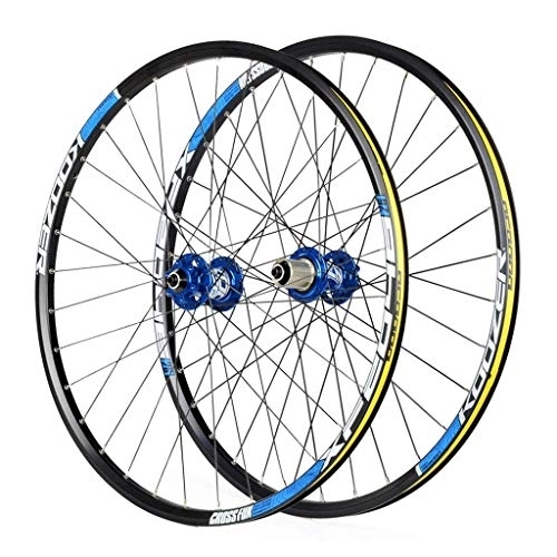 Roues VTT : XCJJ Paire de roues de vélo à double paroi pour 26 27, 5 29 pouces vtt jante frein à disque à dégagement rapide roues de vélo de montagne 24 H 8 9 10 11 vitesses, Bleu, 29 pouces