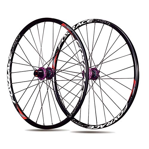 Roues VTT : ZHENHZ Jante VTT 26 / 27, 5"(Avant + Arrière) Paire de Roues de Vélo de Montagne en Alliage d'aluminium Ultraléger VTT Jante Frein à Disque 32H 7-11Vitesses QR, Violet, 27.5