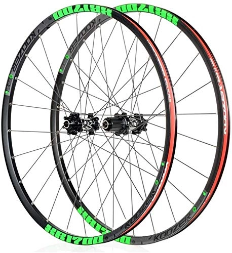 Roues VTT : ZHUYU 26" 27.5" Mountain Bike Roue de Frein Rim Disque avec dégagement Rapide 8 9 10 11 Vitesses Hub Les roulements étanches (Color : Green, Size : 26inch)