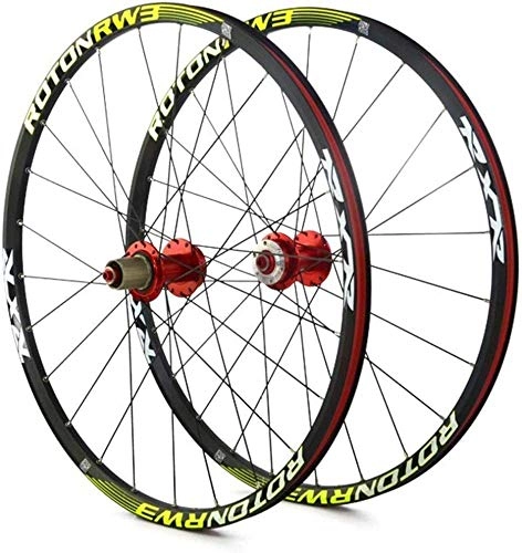 Roues VTT : ZKORN Bicycle Accessories， Wheelset 26 27.5 29 in Bicycle Wheels Front and Rear Double-Walled Alloy Wheel Bicycle 7 Palin Bearing Disc Brake 1790g 7-11S Card Type Stroke 24h, Red-29in