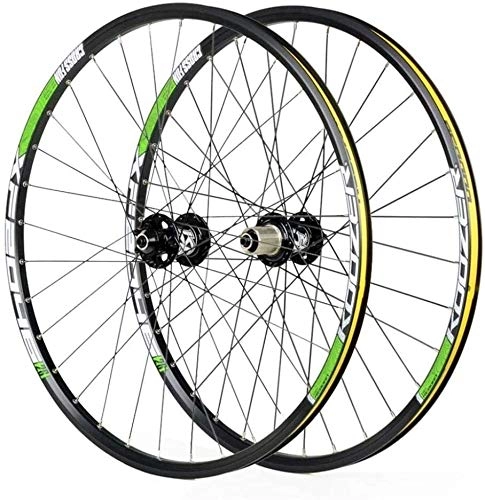 Roues VTT : ZWH Roues De Vélo Double Mur vélo Wheelset 26 27, 5 29 Pouces Jante VTT Frein à Disque Quick Release VTT Roues 24H 8 9 10 11 Vitesse (Color : Green, Size : 27.5inch)