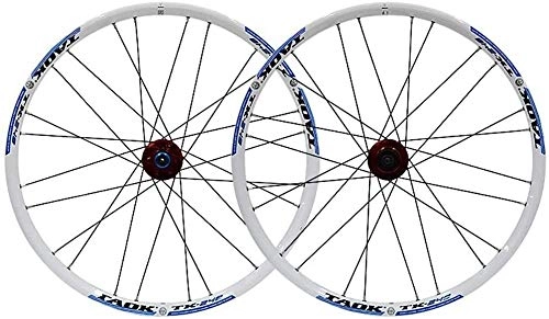 Roues VTT : ZWH Roues De Vélo Roue de vélo Set 24" Roue VTT Double paroi Jante en Alliage Pneus 01.05 à 02.01" Frein à Disque 7-11 Vitesse Palin Hub Quick Release 24H (Color : Blue-B)