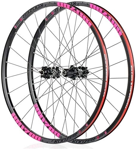 Roues VTT : ZWH Roues De Vélo VTT Roue Avant Roue arrière, 26" / 27.5" Vélo Wheelset Type Alliage Disque de Frein VTT Rim Quick Release 24Loch Shimano Sram 8 9 10 11 Vitesse (Color : Pink, Size : 27.5in)